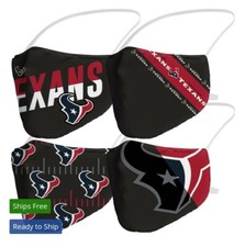 NFL HOUSTON TEXANS FANATICS ADULT FACE COVERING 4-PACK MASKS UNISEX NEW SEALED 
