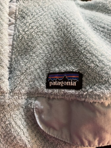 Patagonia Button Pullover Preppy Classic Fleece Blue Fuzzy Soft Jacket Girls 12 - Picture 9 of 12