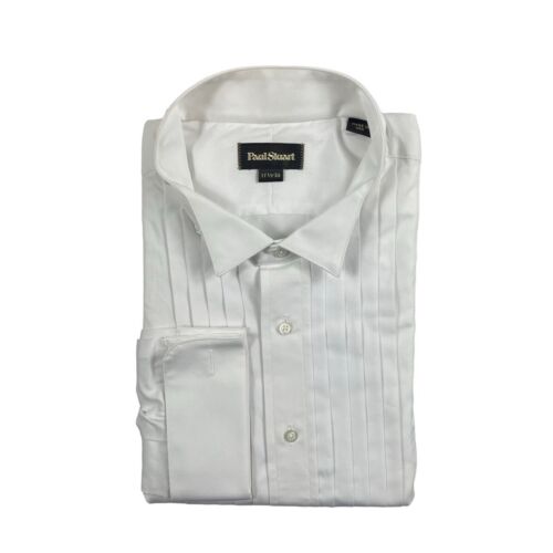Paul Stuart White Bib Front Tuxedo French Cuff Mens Shirt Size 17.5/36 NWT 228$