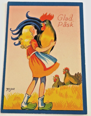 Sweet Vintage Swedish Postcard ''Glad Pask'' (Happy Easter) by ''JISON''  *