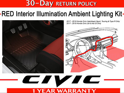 Oem Honda Civic 5dr Si Red Led Interior Ambient Illumination Kit 2017 2020 Ebay