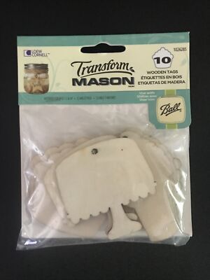 10 Wooden Tags for Mason Jars - Ice Cream Cone, CupCake, Cake, Pie & Donut~NIP