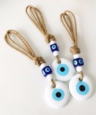 Evil Eye Wall Hanging - evil eye home decor - white evil eye bead