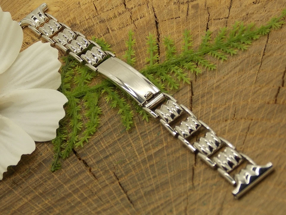 Correa de reloj JB Champion EE. UU. Art Deco despliegue de oro vintage nueva de lote original 16 mm Foto 2 de 4