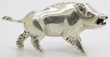 Vintage Italian Silver Boar Figurine Handmade 1970s Miniature Animal Art