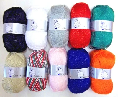 Woolyhippo Dazzle DK Glitter Sparkle Yarn Acrylic Poly Double Knit 100g Wool