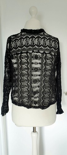Bluse Spitzenbluse atmosphere schwarz Größe 38 M Lochmuster Gothic Häkelspitze - Bild 13 von 15