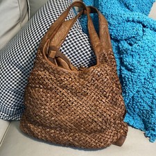 Costanza Rota Woven Leather Shoulder Handbag 14” Wide 22” Tall 4” Deep Nice!