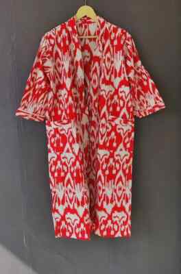 1 PC Indian block Print 100% cotton robe gown Hippie women maxi kimono dresses