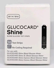 Arkray GLUCOCARD Shine Blood Glucose Test Strips No Coding 50 Strips Exp 05/2026