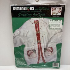 Dimensions Jolly Santa Iron-On Transfer For Sweatshirt Kit 80045 Vintage 1992