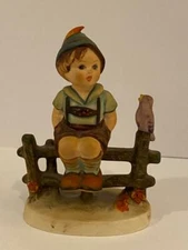 Goebel Hummel Wayside Harmony Figurine Boy on Fence with Bird TM3 VERY GOOD COND