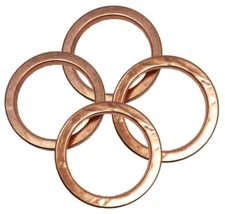 COPPER EXHAUST HEADER/DOUGHNUT DONUT GASKETS SEALING RINGS (x4) , FOUR PACK SET