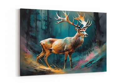 Rustikales gerahmtes Leinwandbild Hirsch - perfektes Geschenk für Jäger & Dekorliebhaber