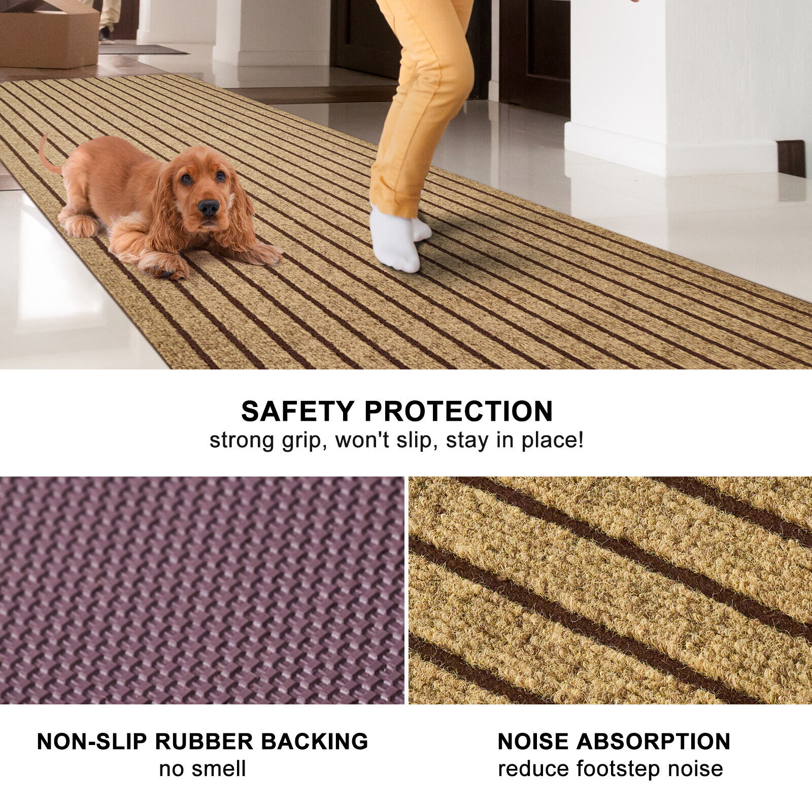 Non Slip Rubber Backed Door Mat Indoor Outdoor Hallway Runner Rug