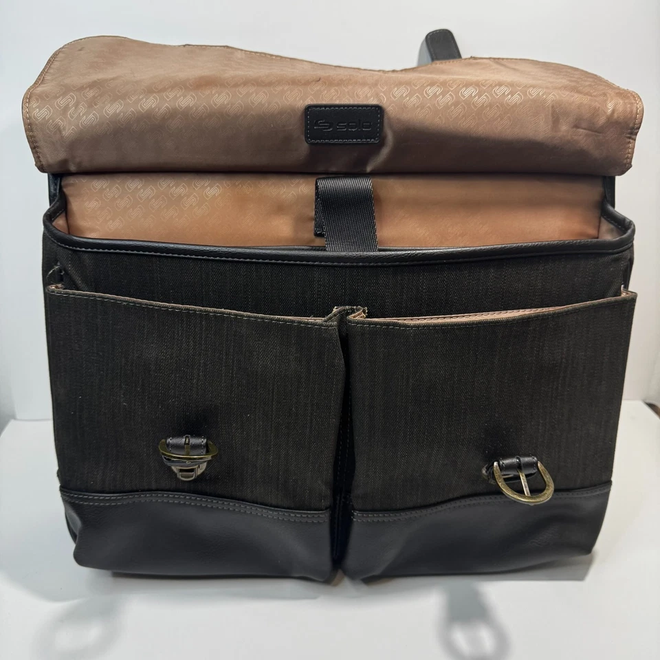 SOLO Thompson 15.6 Inch Leather Briefcase with Padded Laptop Compartment - Image 2 of 4