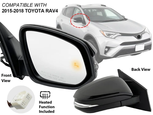 For Side Mirror 2015-2018 Toyota RAV4 with BSD Turn Signal Heated Passenger Side