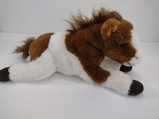 FAO Schwarz Horse Plush Flopsie 14" Long Brown/White Stuffed Animal Toy