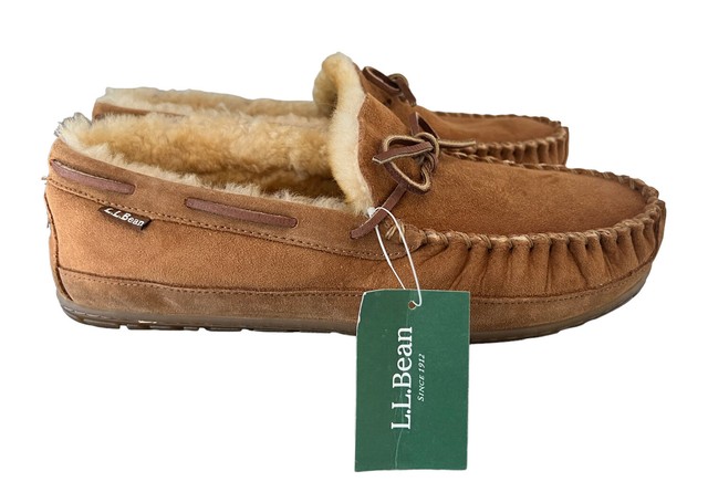 LL Bean Wicked Good Moccasins Tan Brown 