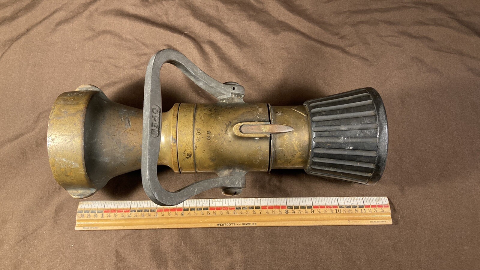 Vintage Elkhart Brass Fire Hose Nozzle Fog Straight Stream Large 3" eBay