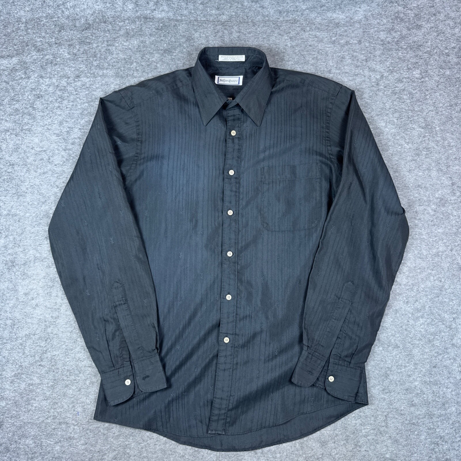 Camicia YSL Yves Saint Laurent media nera con bottoni vintage anni 90 all over