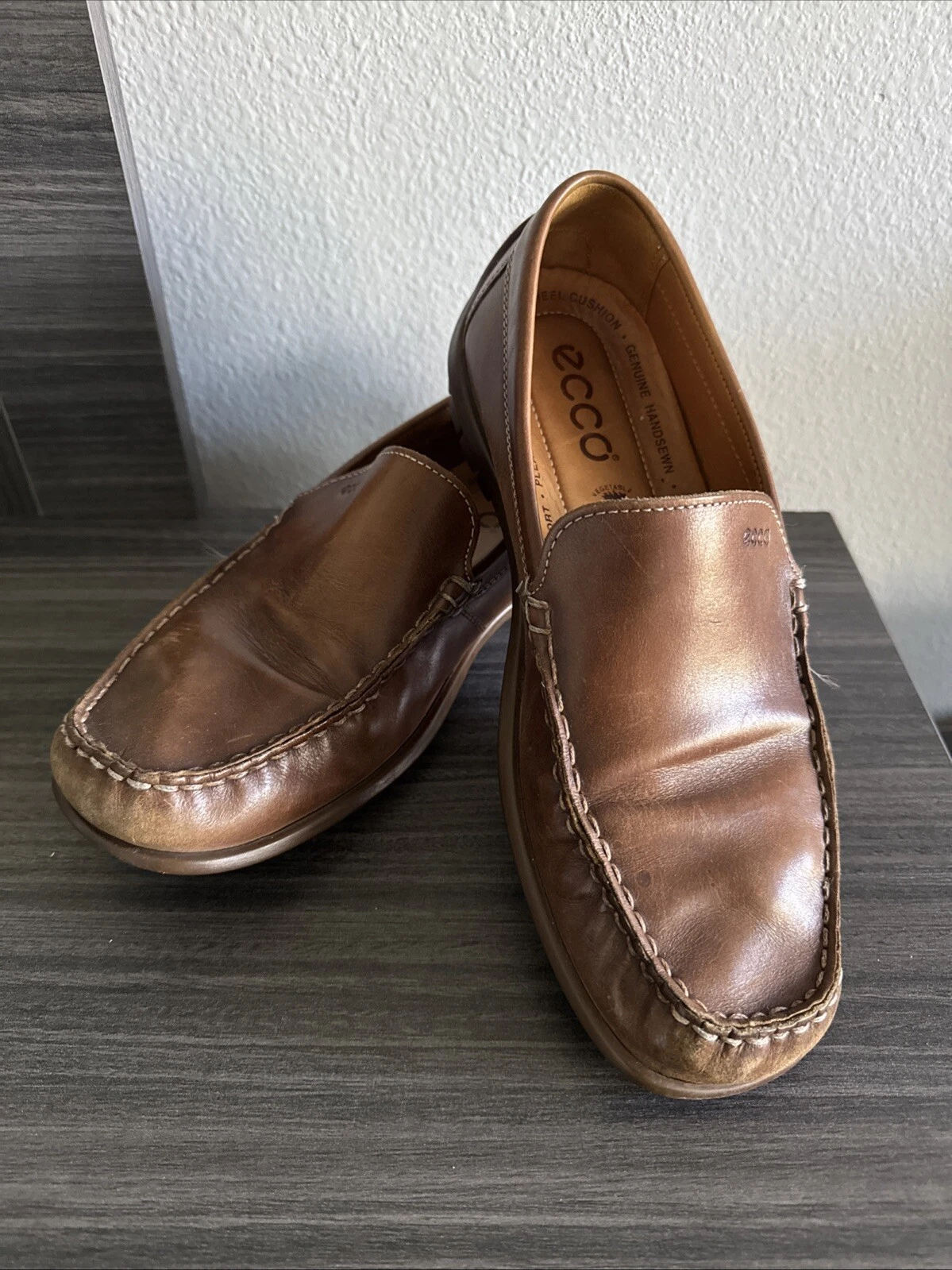 Mocassini scarpe comode ECCO da uomo in pelle marrone taglia 42 (US 8 8 5) M