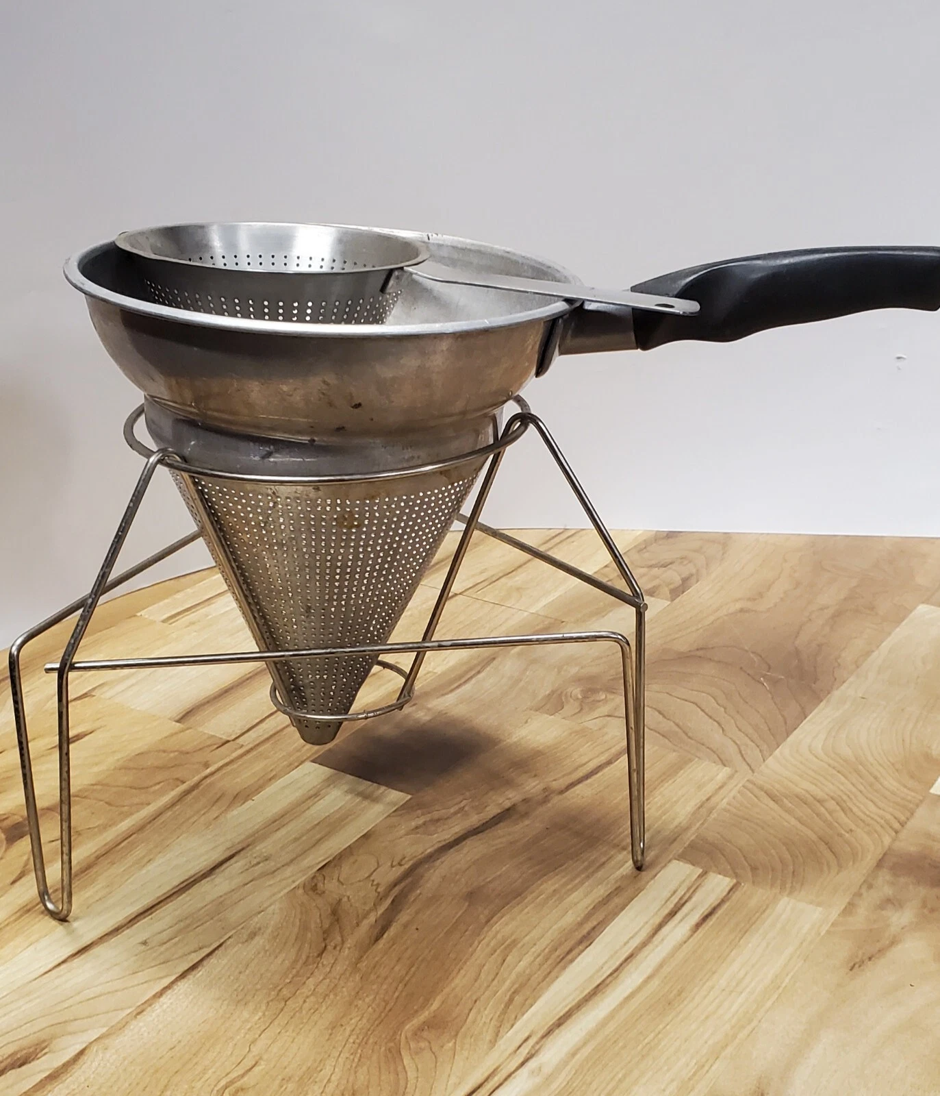 # 475 Wear-ever Aluminum Strainer and Stand with extra smaller strainer