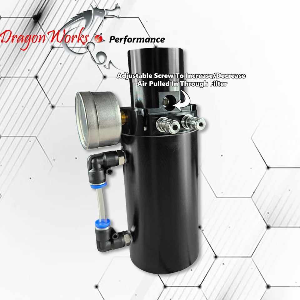 Respirador de tanque deflector lata de captura de aceite universal negro con medidor para Volkswagen Foto 4 de 4