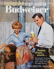 Budweiser Beer Print Ad Vintage 1960 Ephemera Wall Art Decor Home From Work