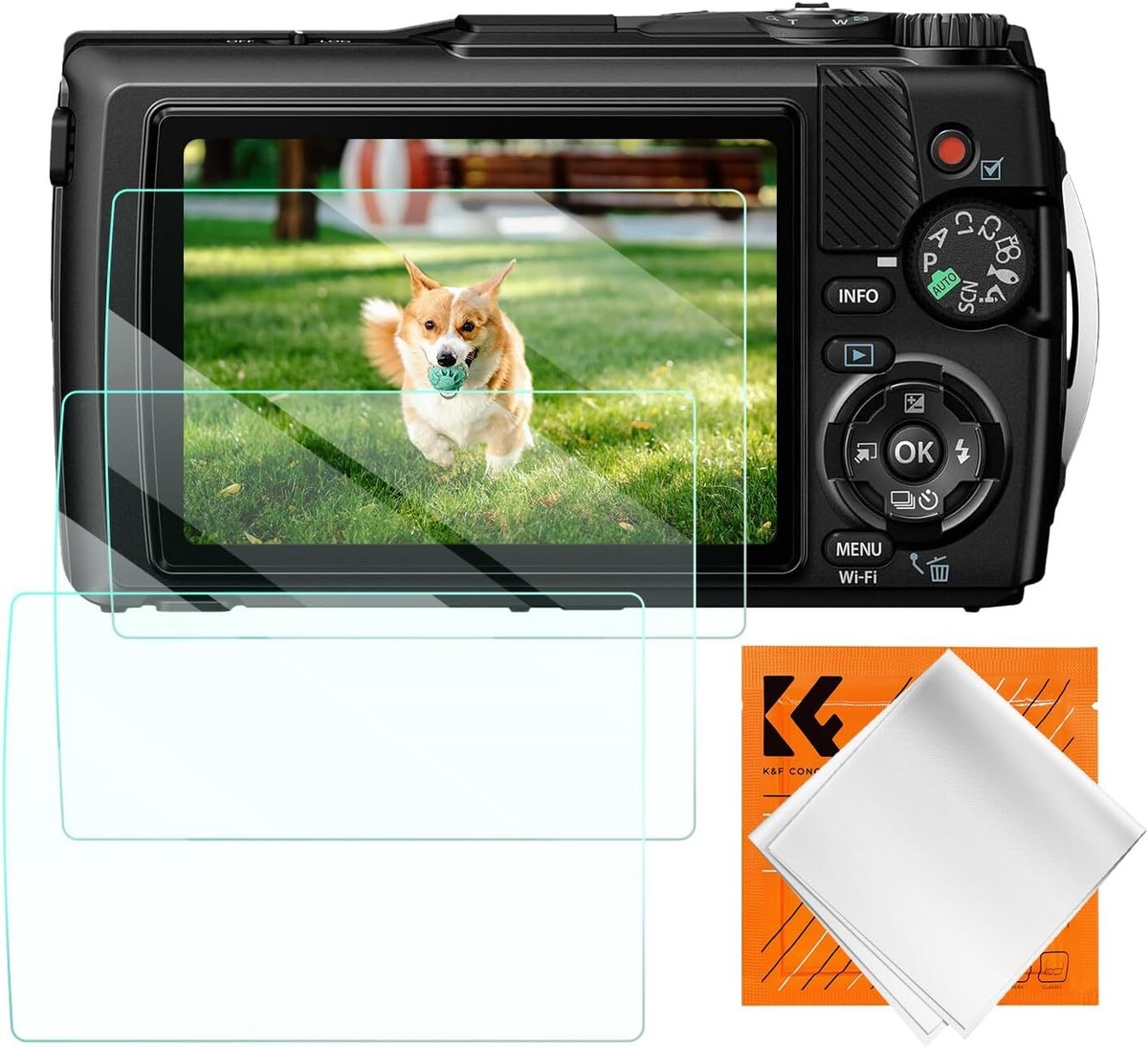 K&F Concept 3x Camera Screen Protector for Olympus TG-7/TG-6/TG-5/TG-4/TG-3