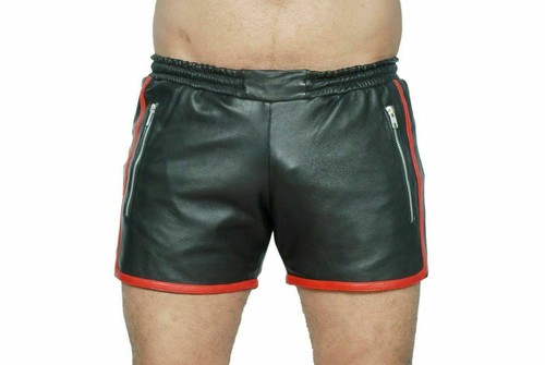 Mens Leather Shorts Casual Sweatshorts 