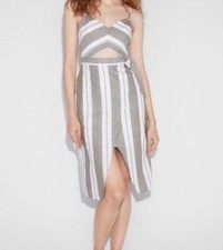 EXPRESS Striped Cut-Out Wrap Front Midi Dress Size 12