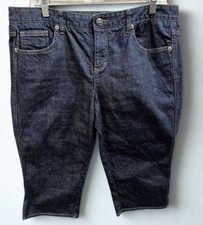 Tommy Hilfiger Jeans Women's 14 Capri Hipster Blue Mid Rise Dark Wash Denim Y2K