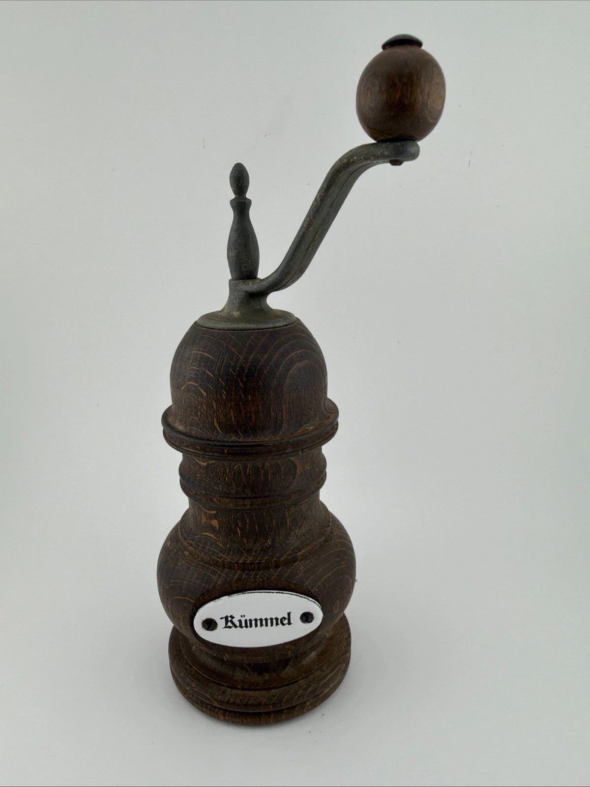 VTG Zassenhaus West Germany Kümmel Porcelain Plaque Caraway Wood Spice Grinder