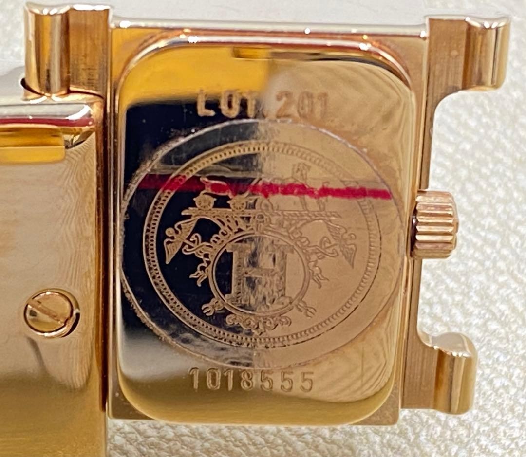 HERMES Roque bangle watch  LO1.201 Cloisonne Red  Women watch w/ Box image 3