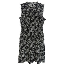 MADEWELL Smocked Crew Mini Dress 6 Harper Floral Black White Tank NEW Tag B10