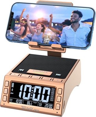 TechGlow Foldable Cellphone Stand with Bluetooth Speaker Charging Rose Gold 