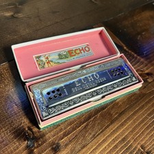 Vintage M Hohner Echo Harp Bell Metal Reeds 2 Sided Harmonica Key C/G - Germany
