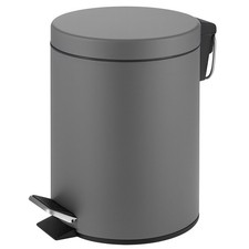 5L Pedal Bin Round Matt Finish Waste Bin Removable Inner Bucket Black Grey