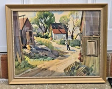 Gloucester Original Framed Watercolor Painting Roy Wilhelm Signed 23" x 29"
