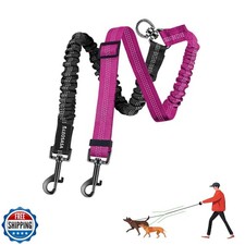 LEOSASA Double Dog Leash - 360 Swivel Tangle Free Splitter Attachment, 2 Dogs