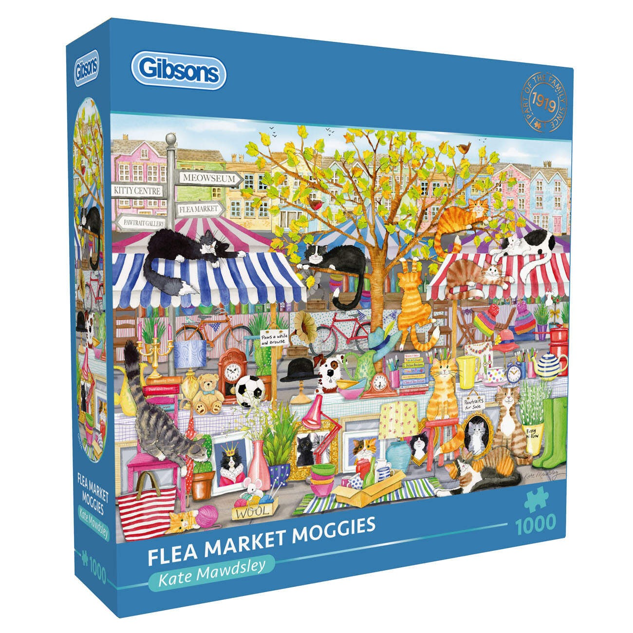 Gibsons Flea Market Moggies 1000 Piece Puzzle for Adults – Charming Cats Artwork