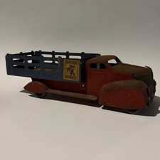 Vintage 1930s Marx Motor Market Delivery Truck Stake Bed Pressed Steel Toy