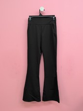 High Waisted Pocket Flare Leg Trouser Pants Size M Black