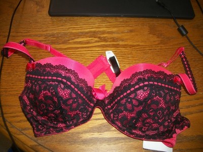 BRA Adore Me 36A teaberry orange UW push up balconette poly/cotton NWT