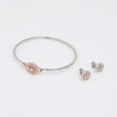 Michael Kors Armband & Ohrringe Set Bicolor Silber & Roségold