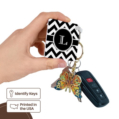 3dRose, Black and white chevron monogram initial L, Key Chain - Picture 3 of 28