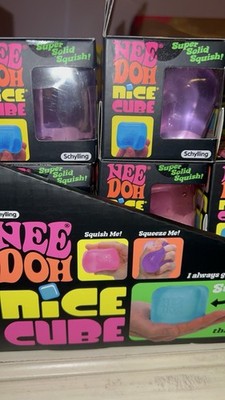 Schylling NeeDoh Nice Cube Super Solid Squish Squeeze Toy Purple/Pink
