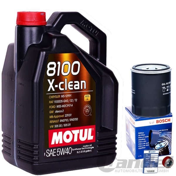 Bosch ÖLfilter 0986452041+MOTUL 5W40 Passend FüR Fiat Doblo 500 Punto Panda Qubo-image