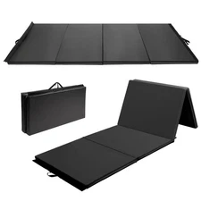 Goplus 4'x10'x2" Gymnastics Mat Folding Panel Gym Fitness Exercise Mat Black